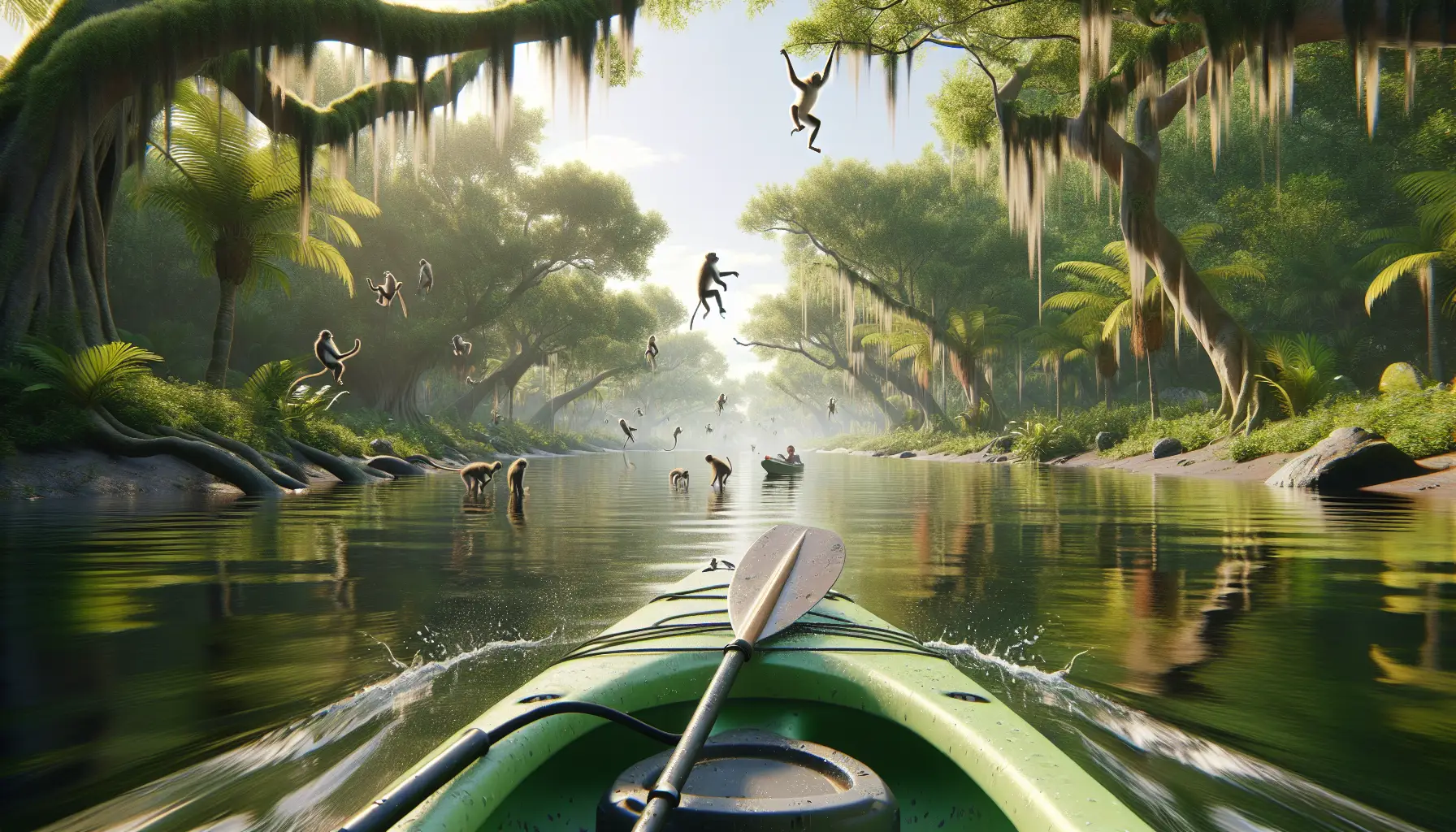 A Wild Splash: Monkeys Interrupt a Peaceful Kayak Adventure in Florida