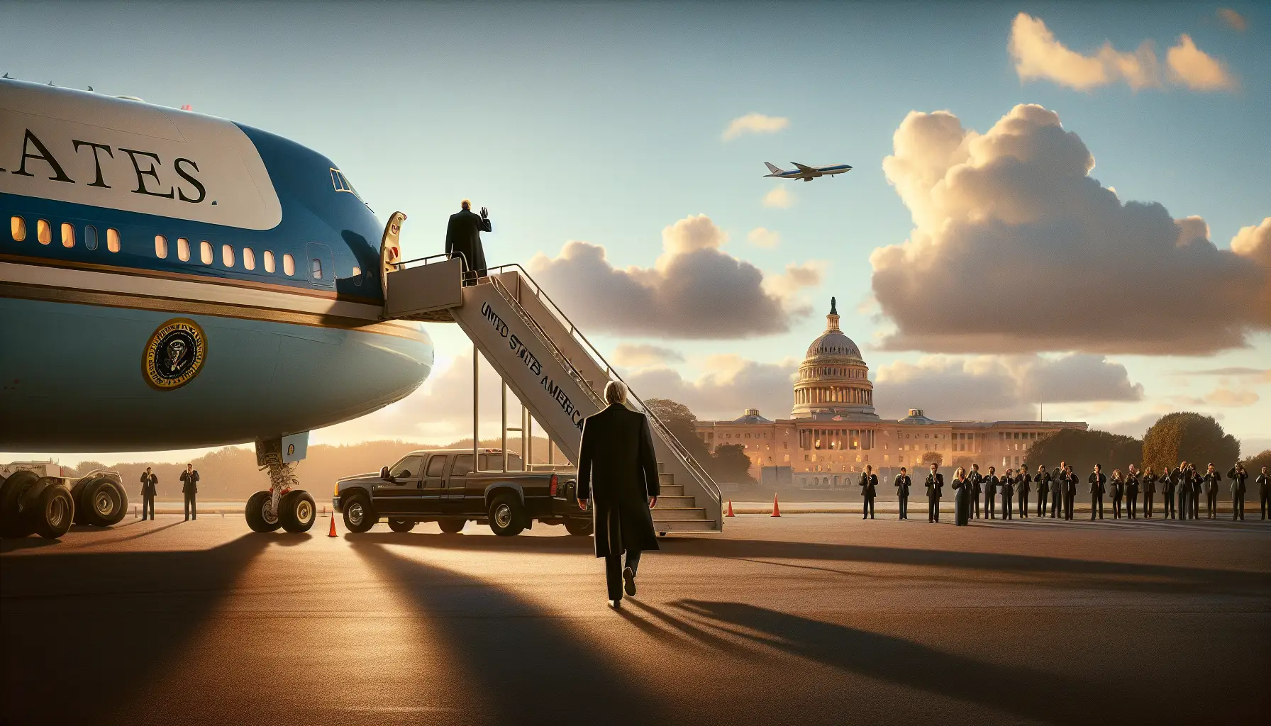 President Trump's Farewell as He Embarks to Florida: A Momentous Goodbye on Air Force One