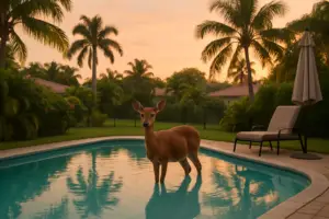 Unexpected Visitor: A Deer Takes a Dip in a Florida Home's Pool